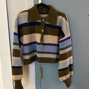 Olivaceous Olive and Blue Striped Sweater